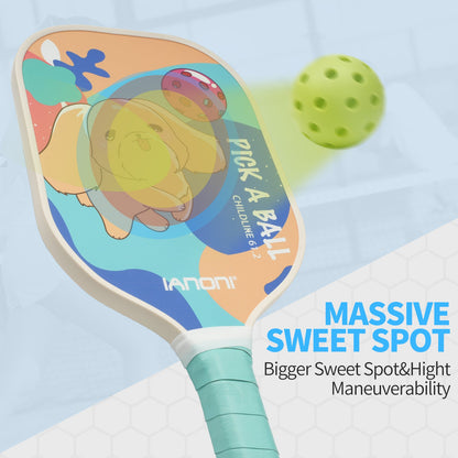 IANONI  Pickleball Paddle for Kids – Child Size Paddle for Children 12 and Under, Fiberglass Surface & Polypropylene Honeycomb Polymer Core | Premium Grip